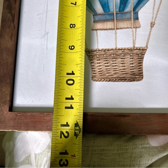 Vintage Rustic Wood Framed Blue Hot Air Balloon Wall Hanging Unique Decor Art - Picture 5 of 8